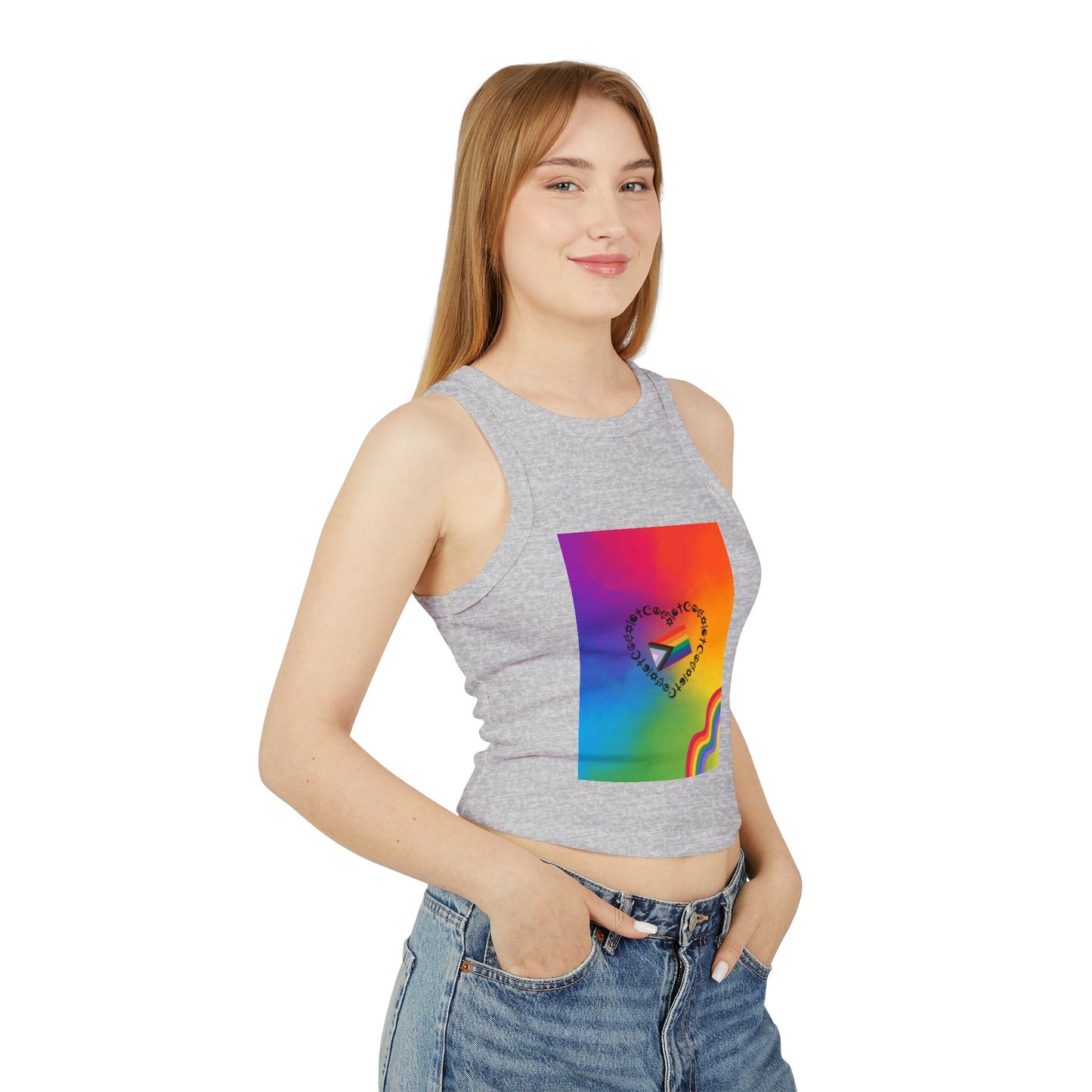 Colorful Pride Racerback Tank Top, LGBTQ+ Apparel, Summer Essential, Festival, Workout Wear, Gift for Her