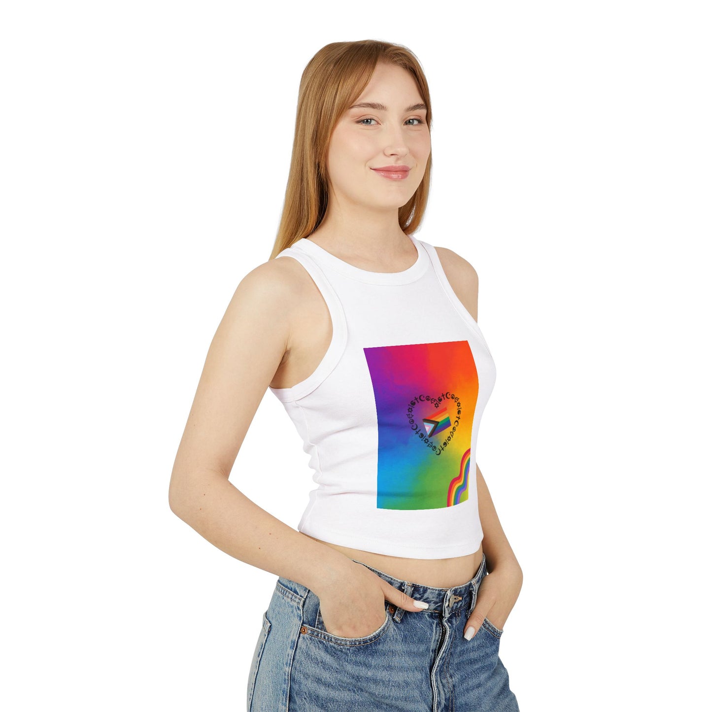 Colorful Pride Racerback Tank Top, LGBTQ+ Apparel, Summer Essential, Festival, Workout Wear, Gift for Her