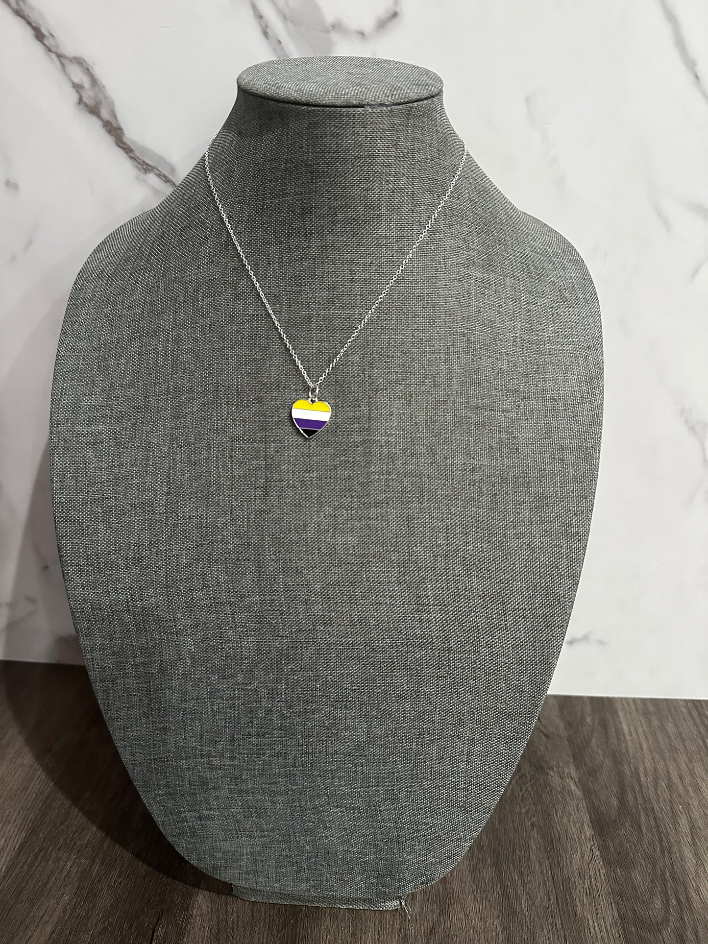 Handcrafted Non-Binary Heart Flag Necklace