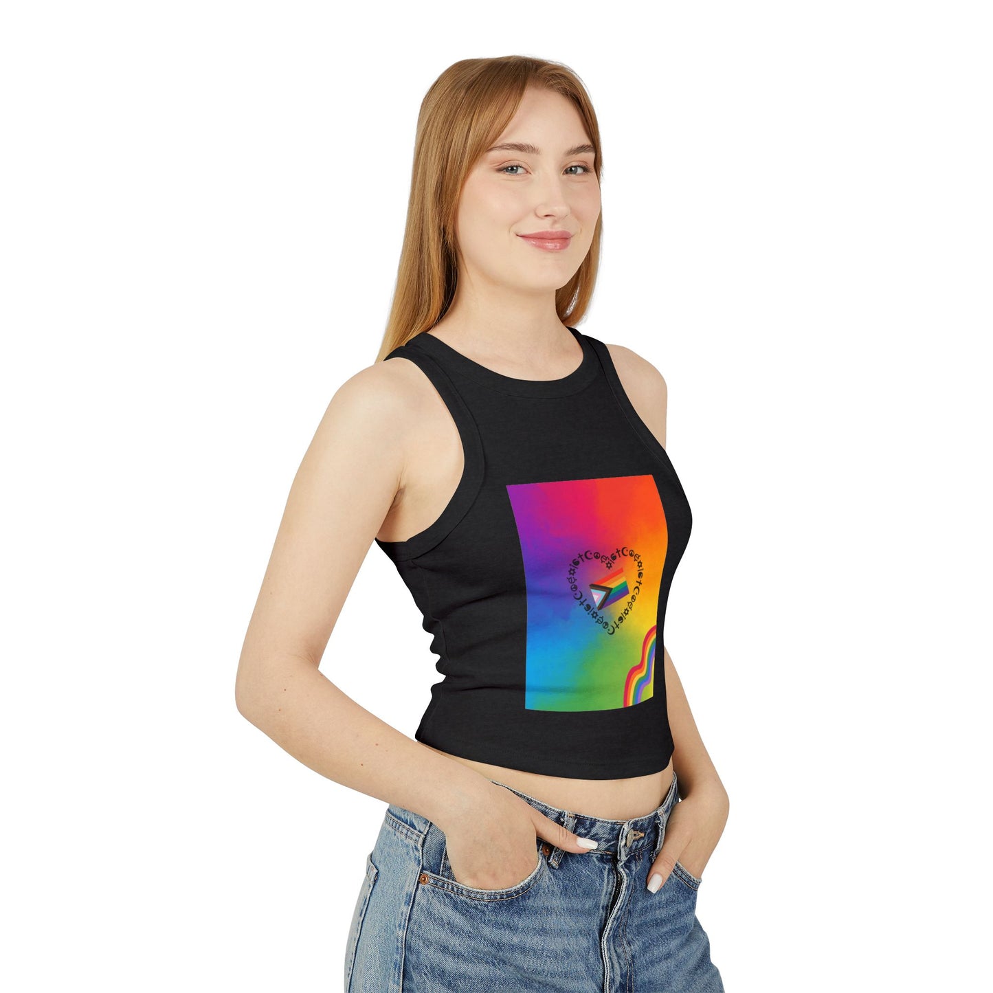 Colorful Pride Racerback Tank Top, LGBTQ+ Apparel, Summer Essential, Festival, Workout Wear, Gift for Her