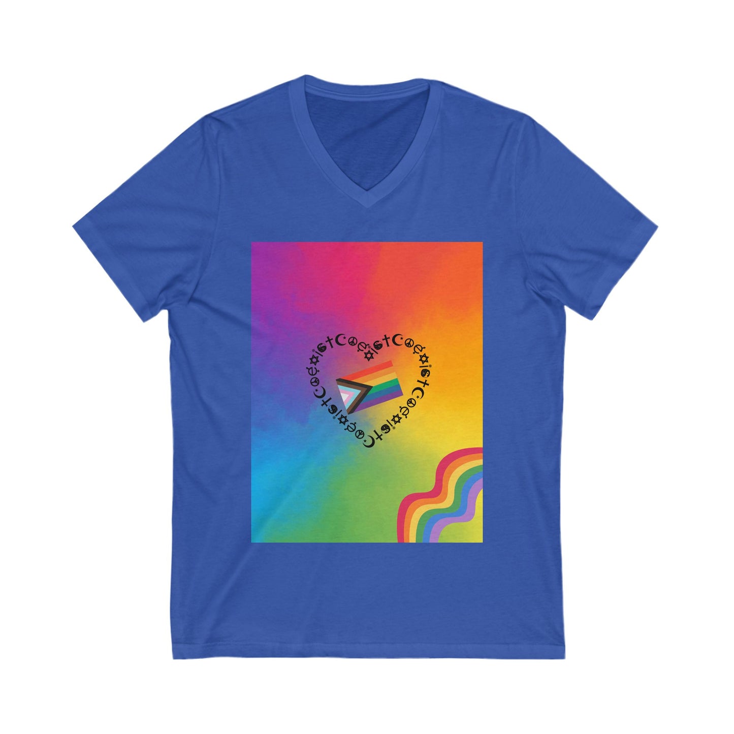 Colorful Rainbow V-Neck Tee, Unisex Pride T-Shirt, LGBTQ+ Apparel, Summer Fashion, Gift for Friends, Festival Wear, Pride Month
