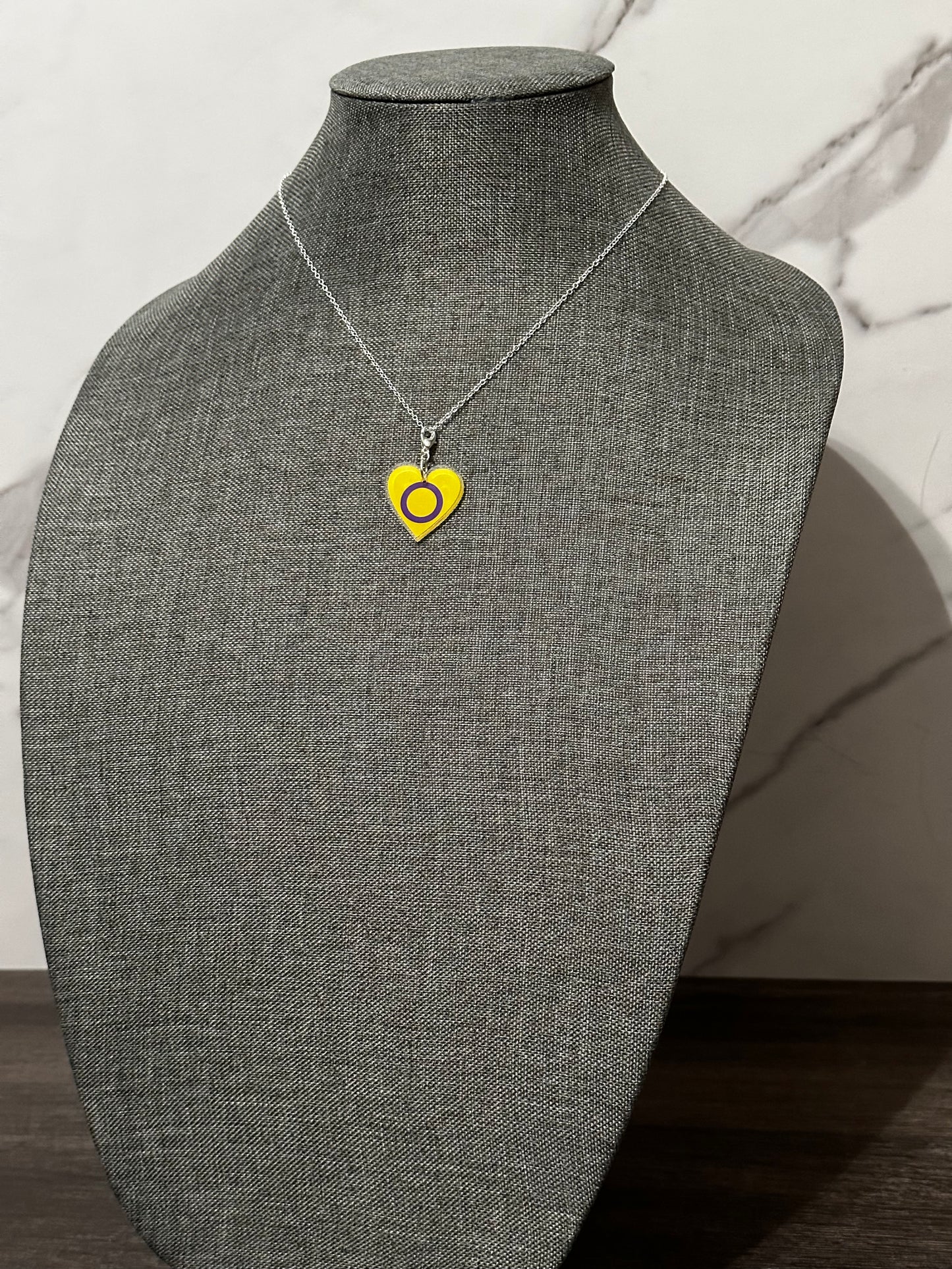 Handcrafted Intersex Heart Flag Necklace