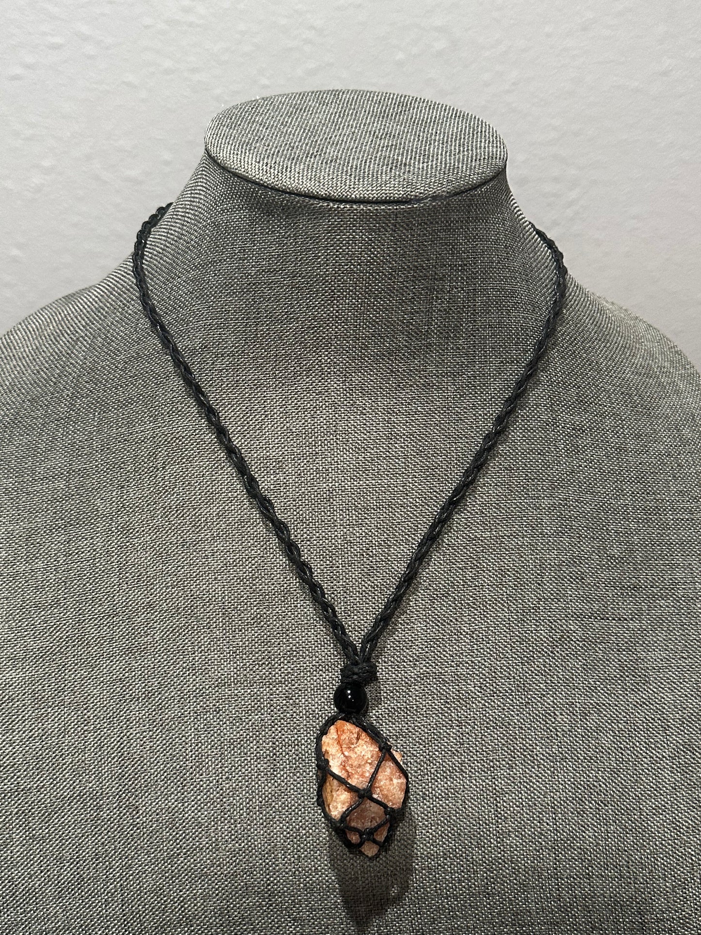 Handcrafted Pure Raw Quartz Necklace (Smaller Prettier Stone) (black)