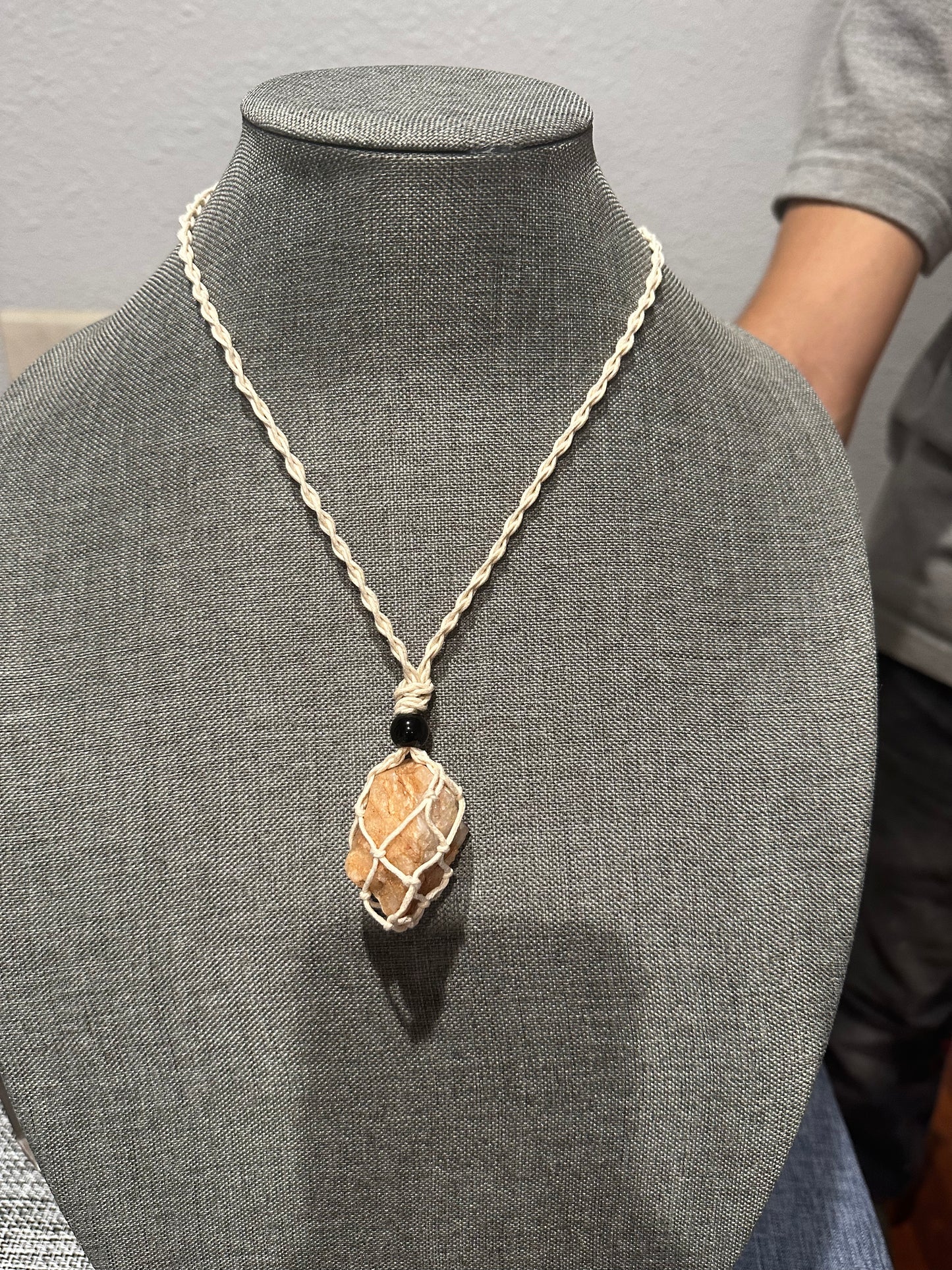 Handcrafted Pure Raw Quartz Necklace (Smaller Stone) (beige)