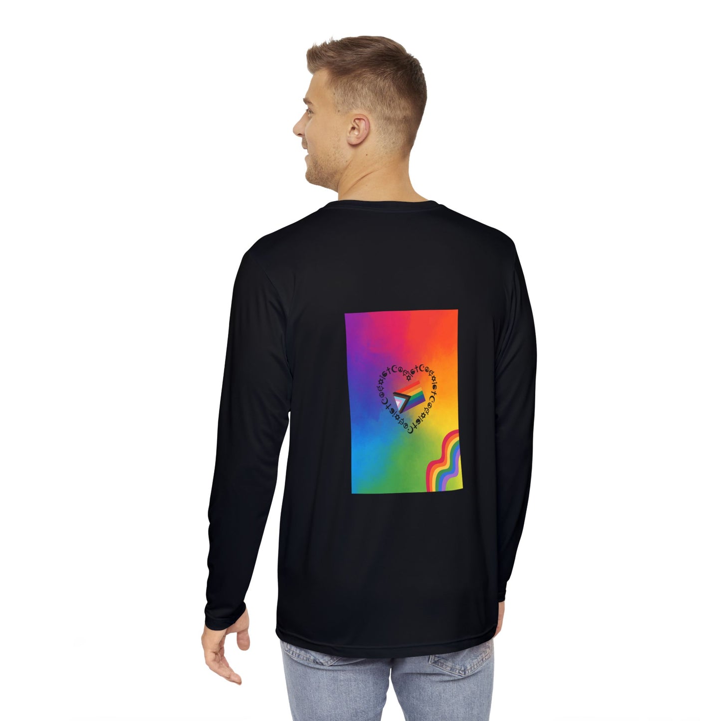 Vibrant Rainbow Long Sleeve Shirt, Men's Casual Tee, LGBTQ+ Pride Shirt, Unique AOP Fashion, Unisex Colorful Top