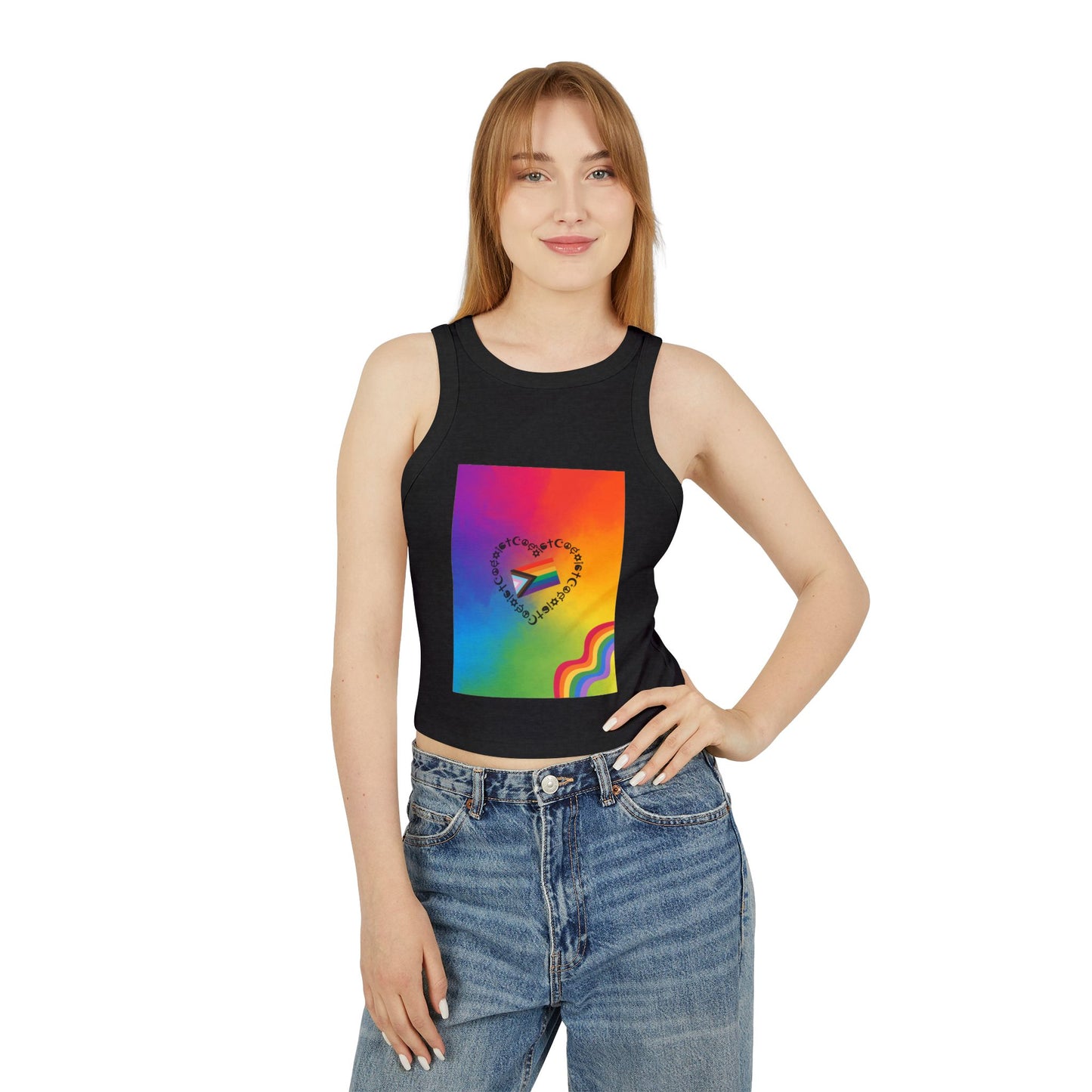 Colorful Pride Racerback Tank Top, LGBTQ+ Apparel, Summer Essential, Festival, Workout Wear, Gift for Her