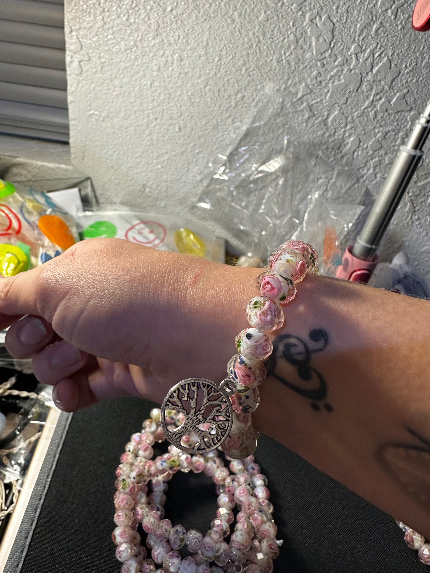 Handcrafted Rose Tree Of Life Bracelet 20cm
