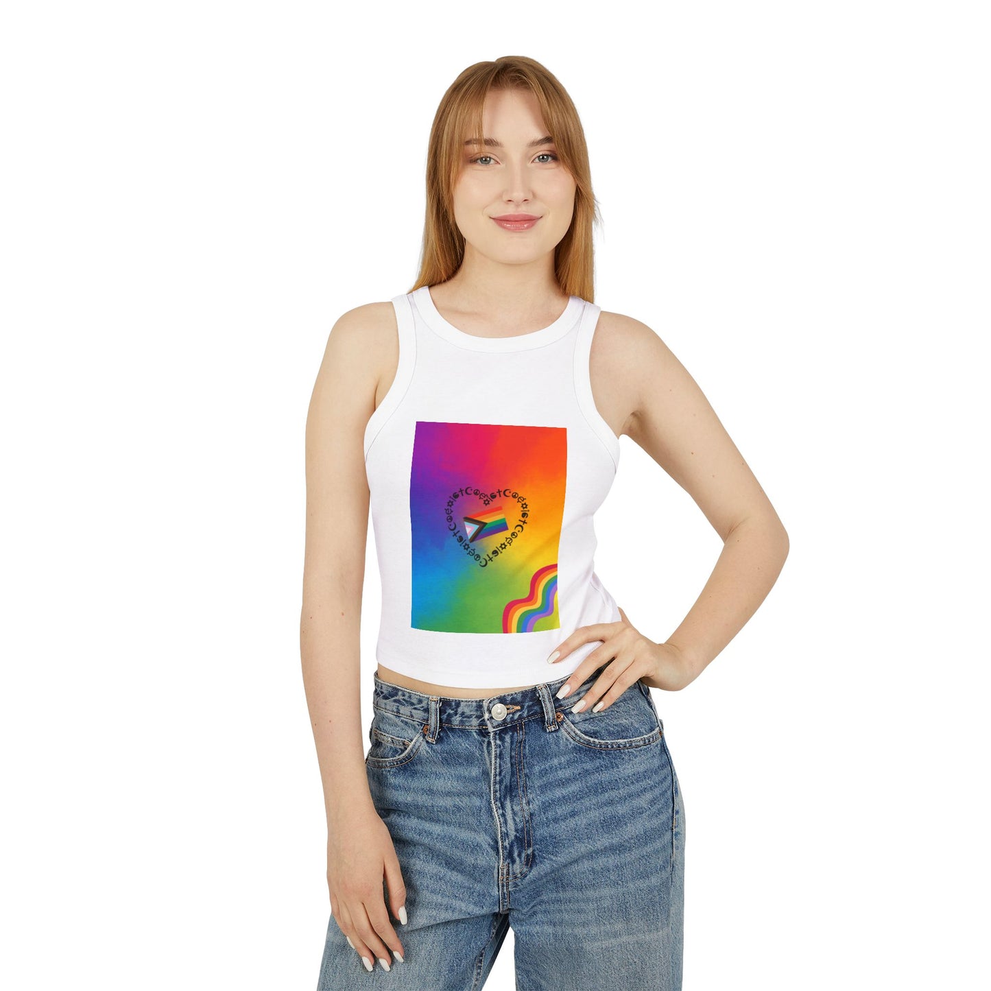 Colorful Pride Racerback Tank Top, LGBTQ+ Apparel, Summer Essential, Festival, Workout Wear, Gift for Her