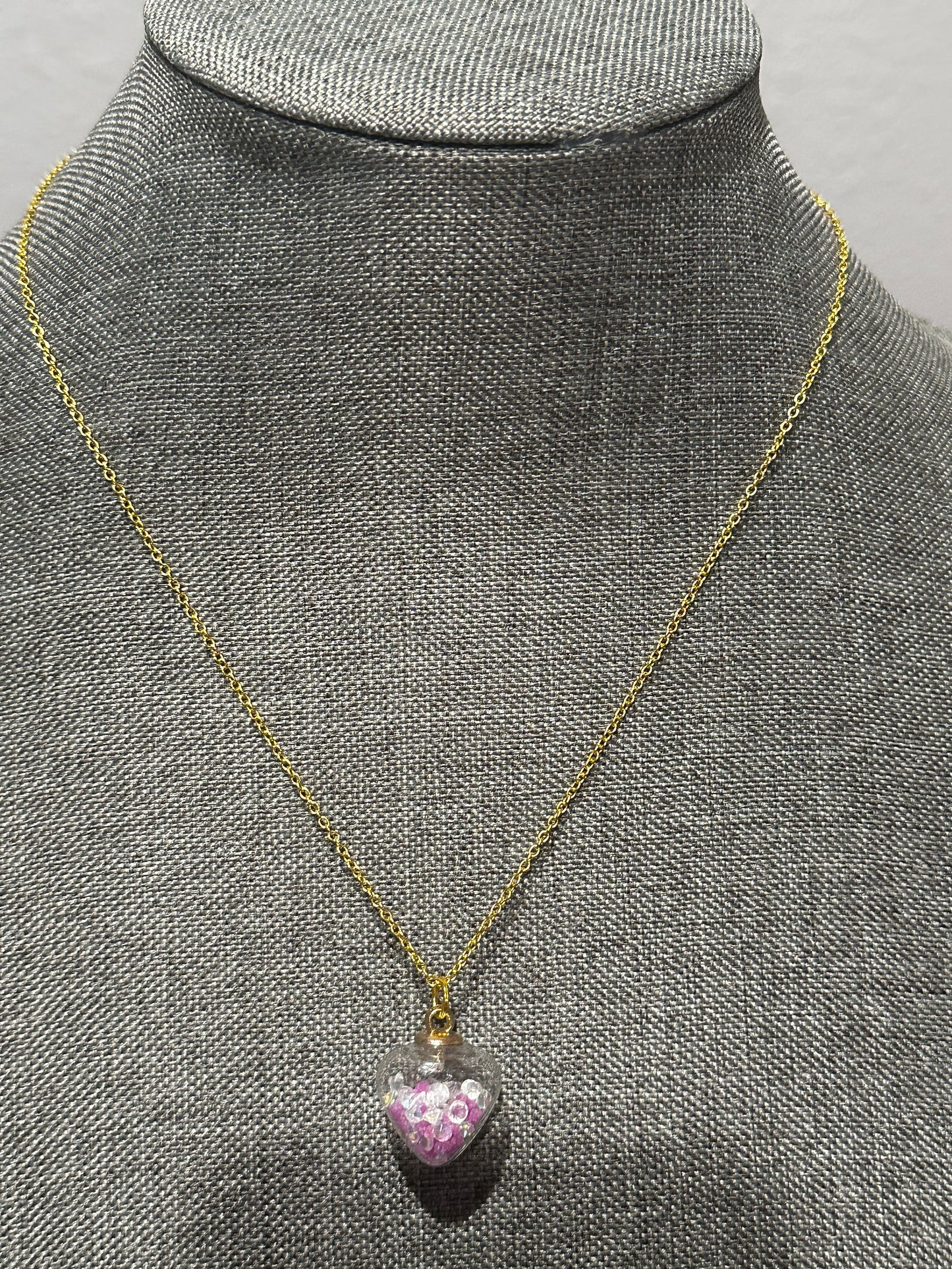 Handcrafted Purple Glow In The Dark Heart Necklace