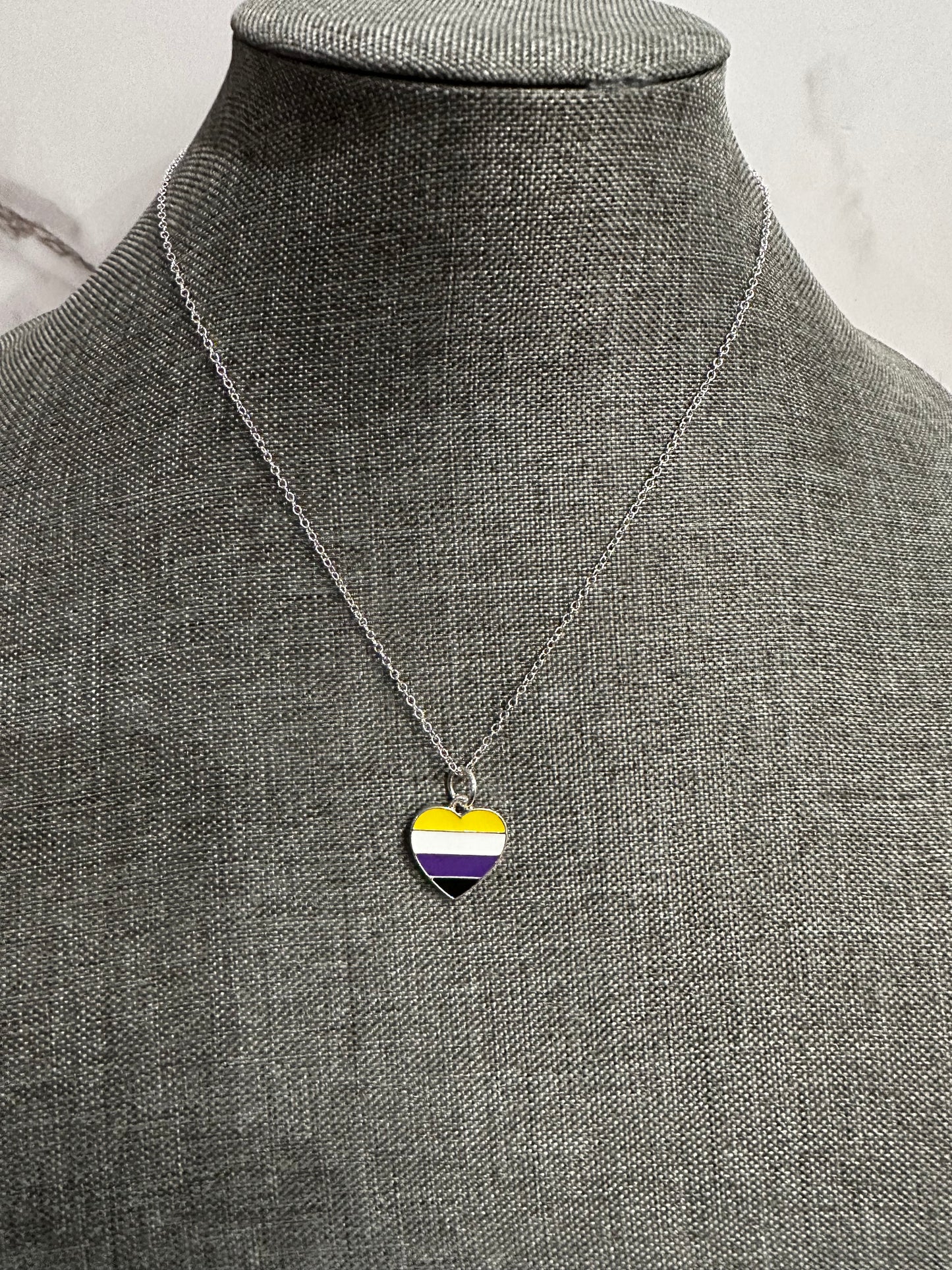 Handcrafted Non-Binary Heart Flag Necklace