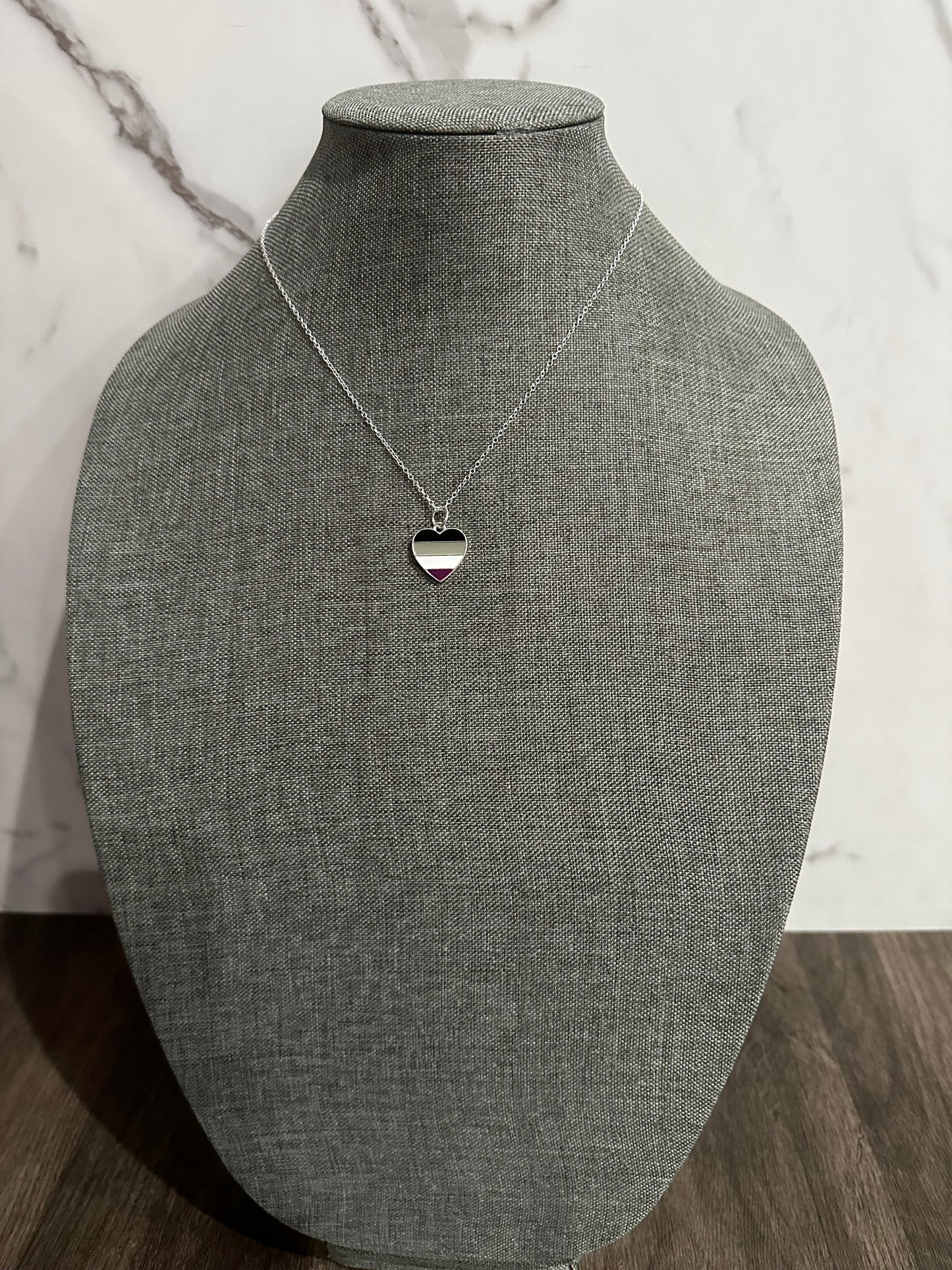 Handcrafted Asexual Heart Flag Necklace
