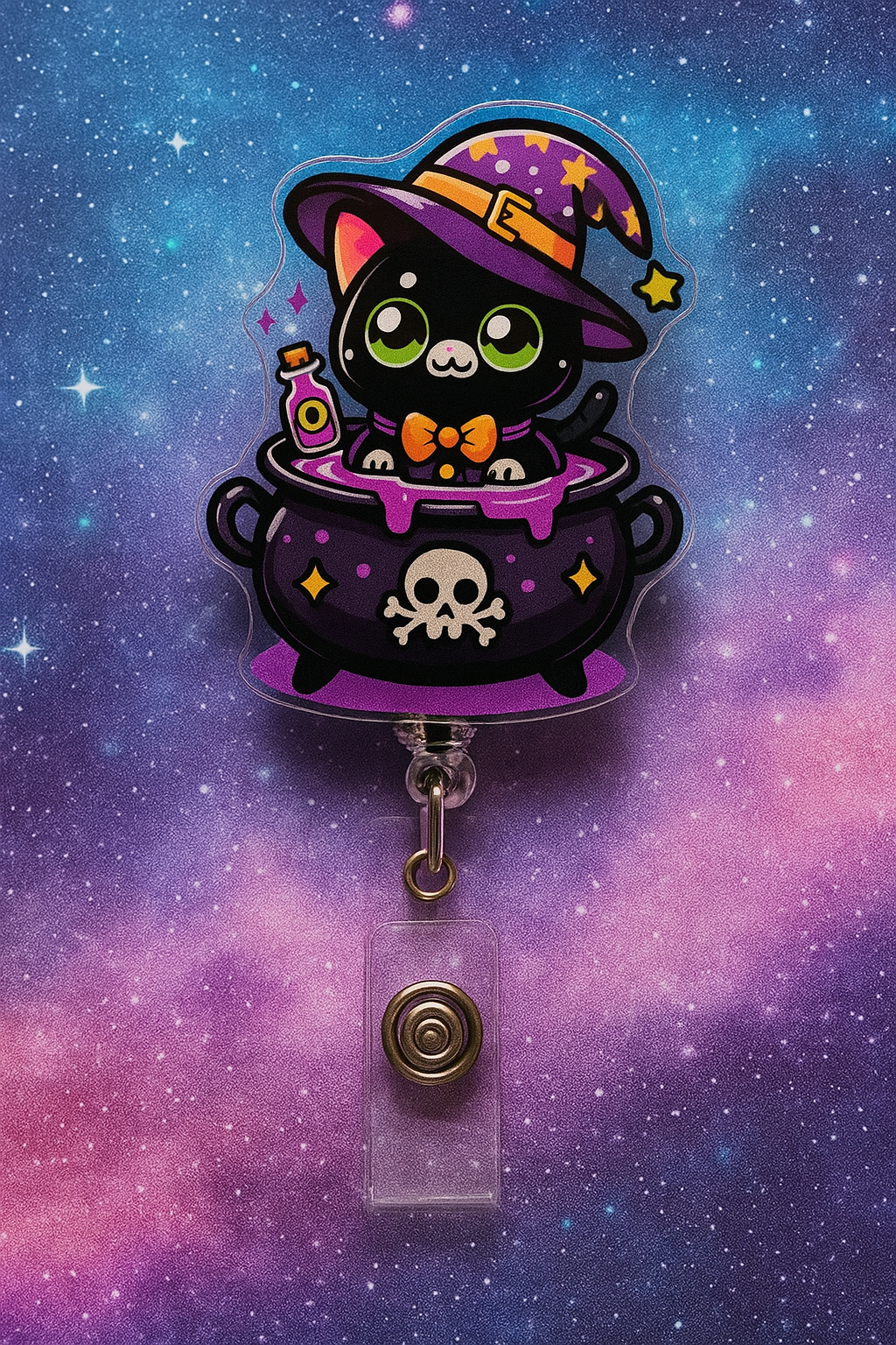 Halloween Black Cat Badge Reel