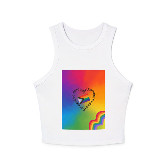 Colorful Pride Racerback Tank Top, LGBTQ+ Apparel, Summer Essential, Festival, Workout Wear, Gift for Her
