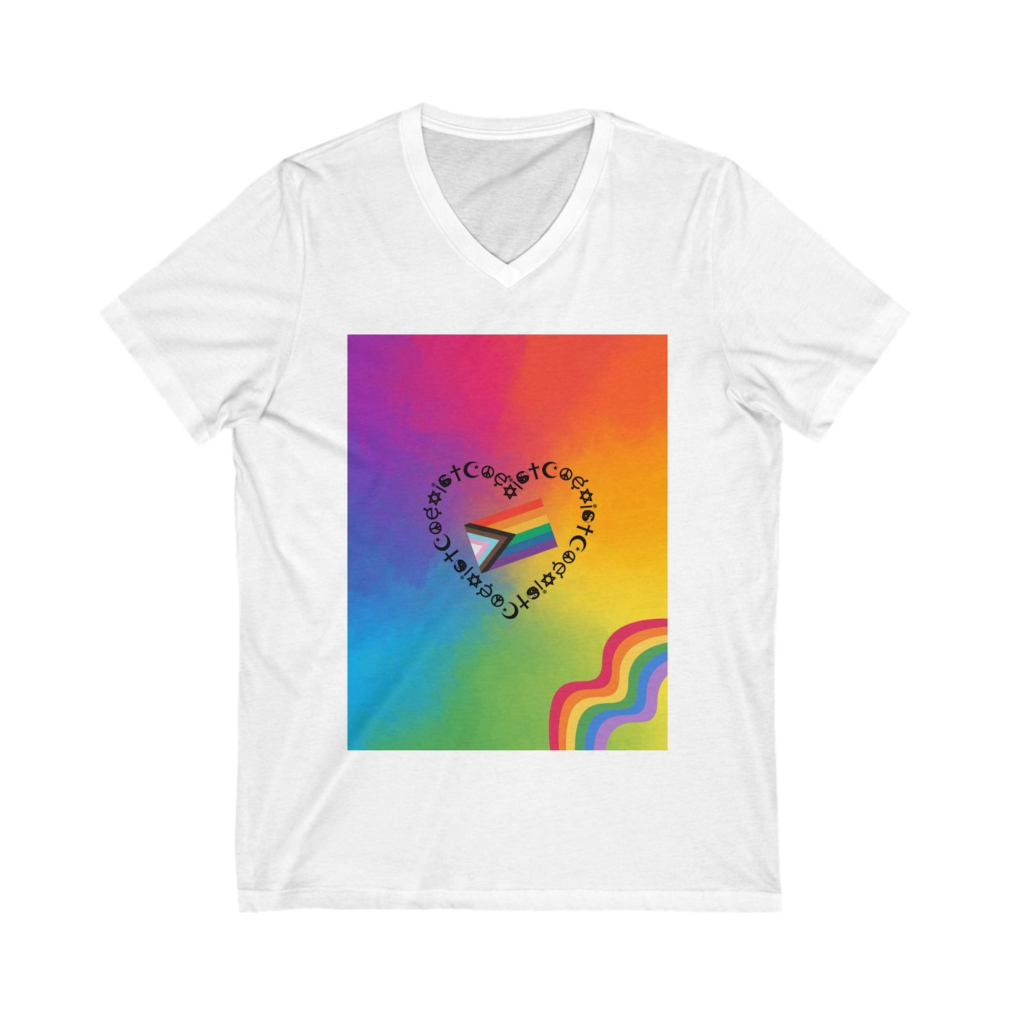 Colorful Rainbow V-Neck Tee, Unisex Pride T-Shirt, LGBTQ+ Apparel, Summer Fashion, Gift for Friends, Festival Wear, Pride Month