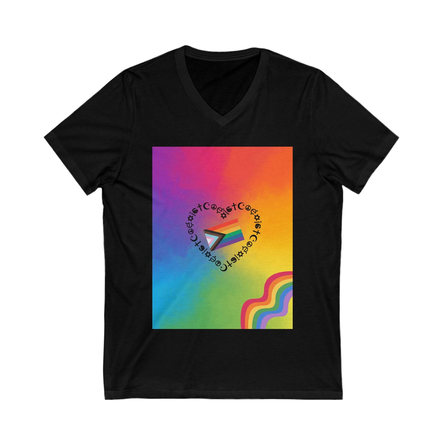 Colorful Rainbow V-Neck Tee, Unisex Pride T-Shirt, LGBTQ+ Apparel, Summer Fashion, Gift for Friends, Festival Wear, Pride Month