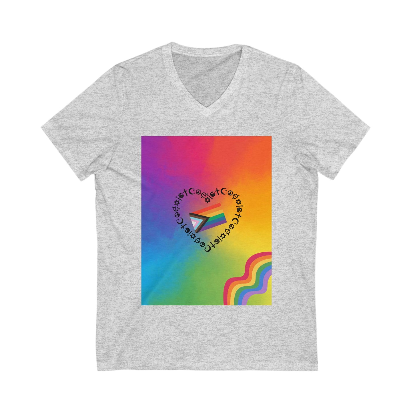 Colorful Rainbow V-Neck Tee, Unisex Pride T-Shirt, LGBTQ+ Apparel, Summer Fashion, Gift for Friends, Festival Wear, Pride Month