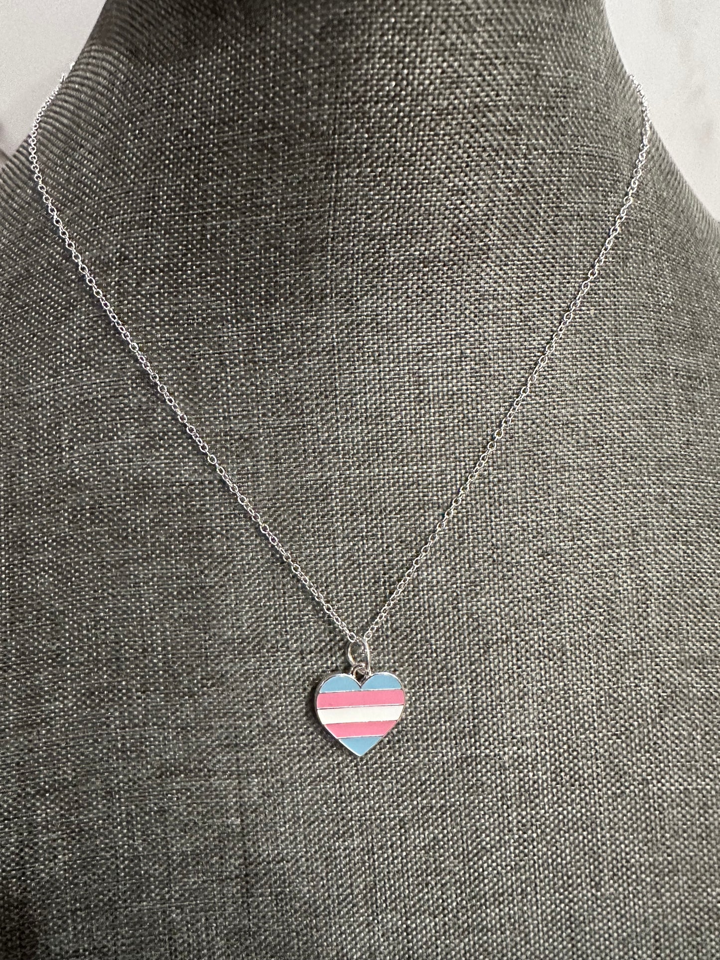 Trans Heart Flag Necklace