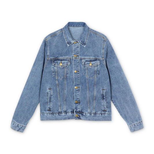 Men's Denim Jacket with Rainbow Heart Design, Vintage Style Jacket, Casual Outerwear for Pride, Summer Fashion, Gift Idea