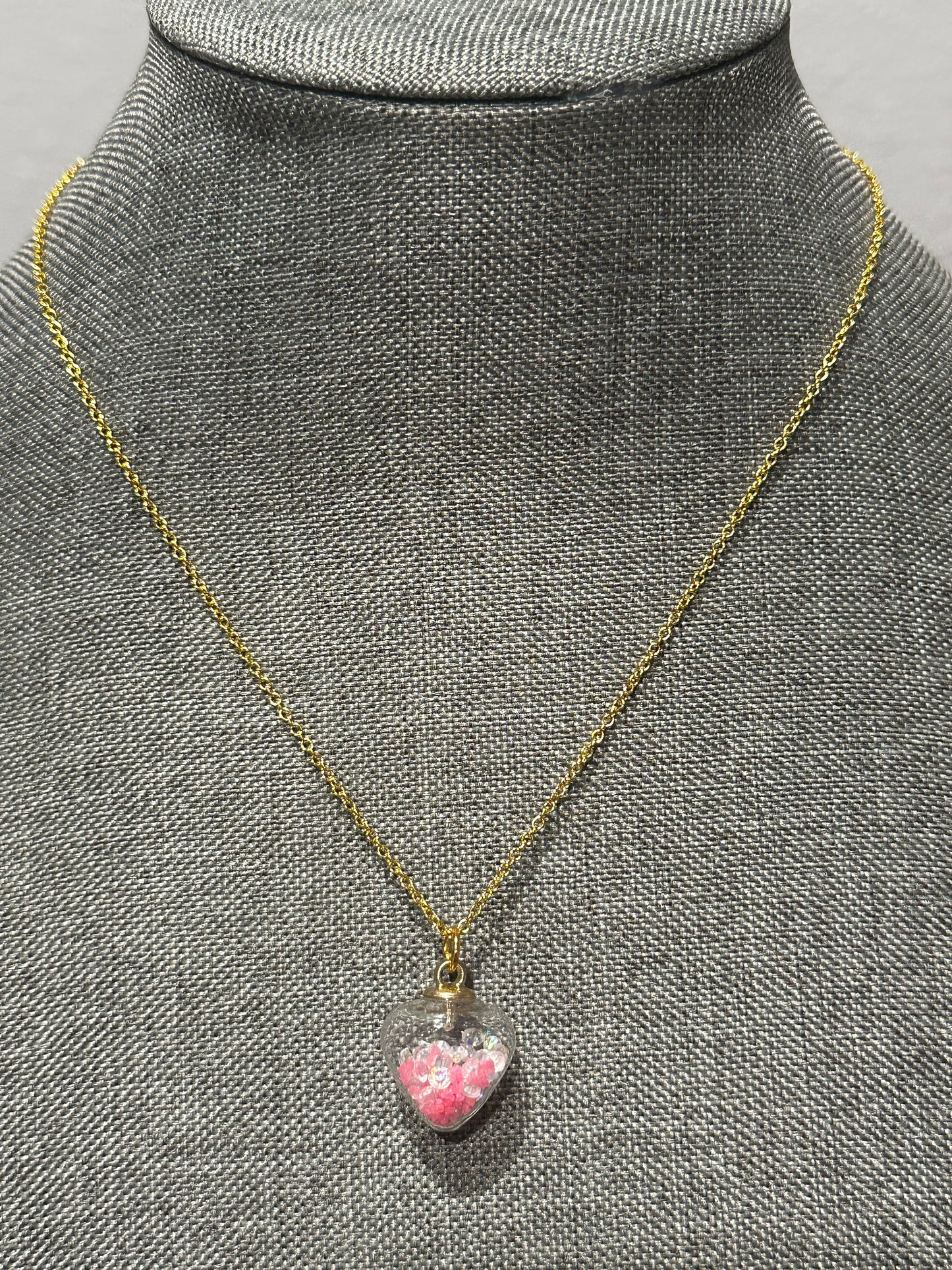 Pink Glow In The Dark Heart Necklace