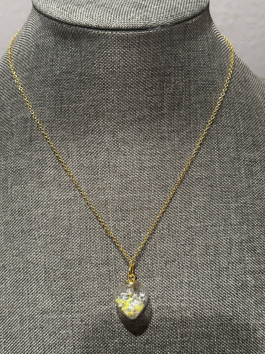 Yellow Glow In The Dark Heart Necklace