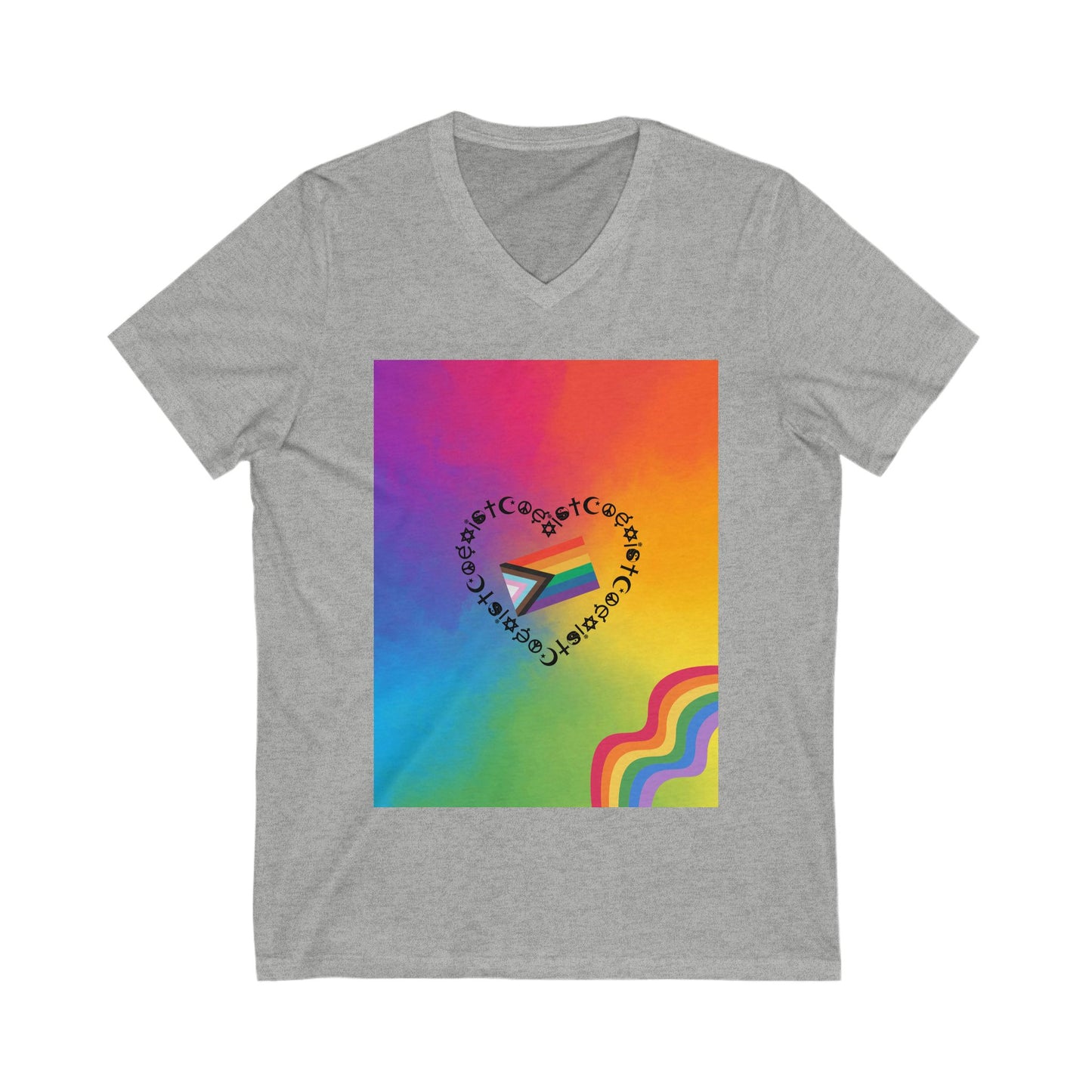 Colorful Rainbow V-Neck Tee, Unisex Pride T-Shirt, LGBTQ+ Apparel, Summer Fashion, Gift for Friends, Festival Wear, Pride Month