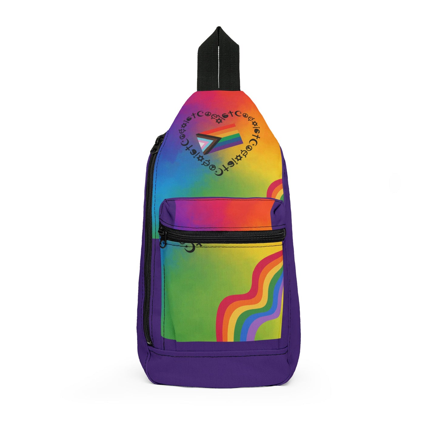 Rainbow Sling Bag with Positive Vibes, Boho Bag, Festival Essentials, LGBT Pride Accessory, Colorful Everyday Used
