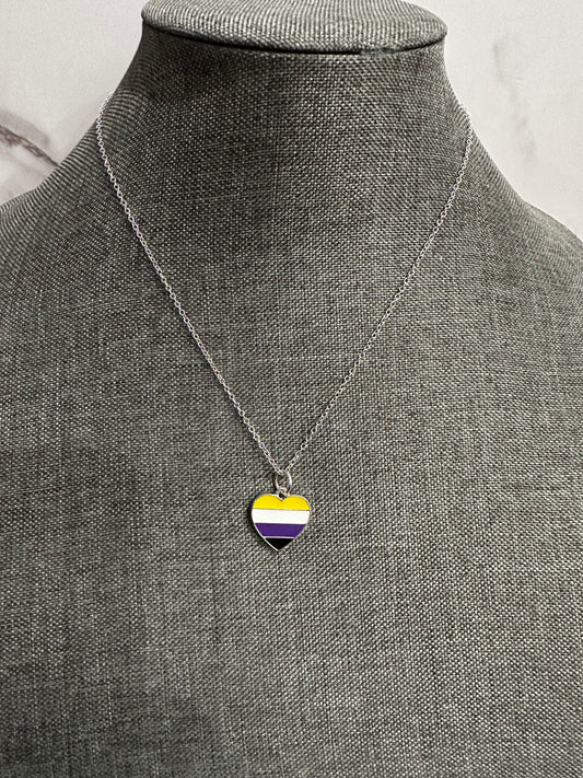 Non-Binary Heart Flag Necklace