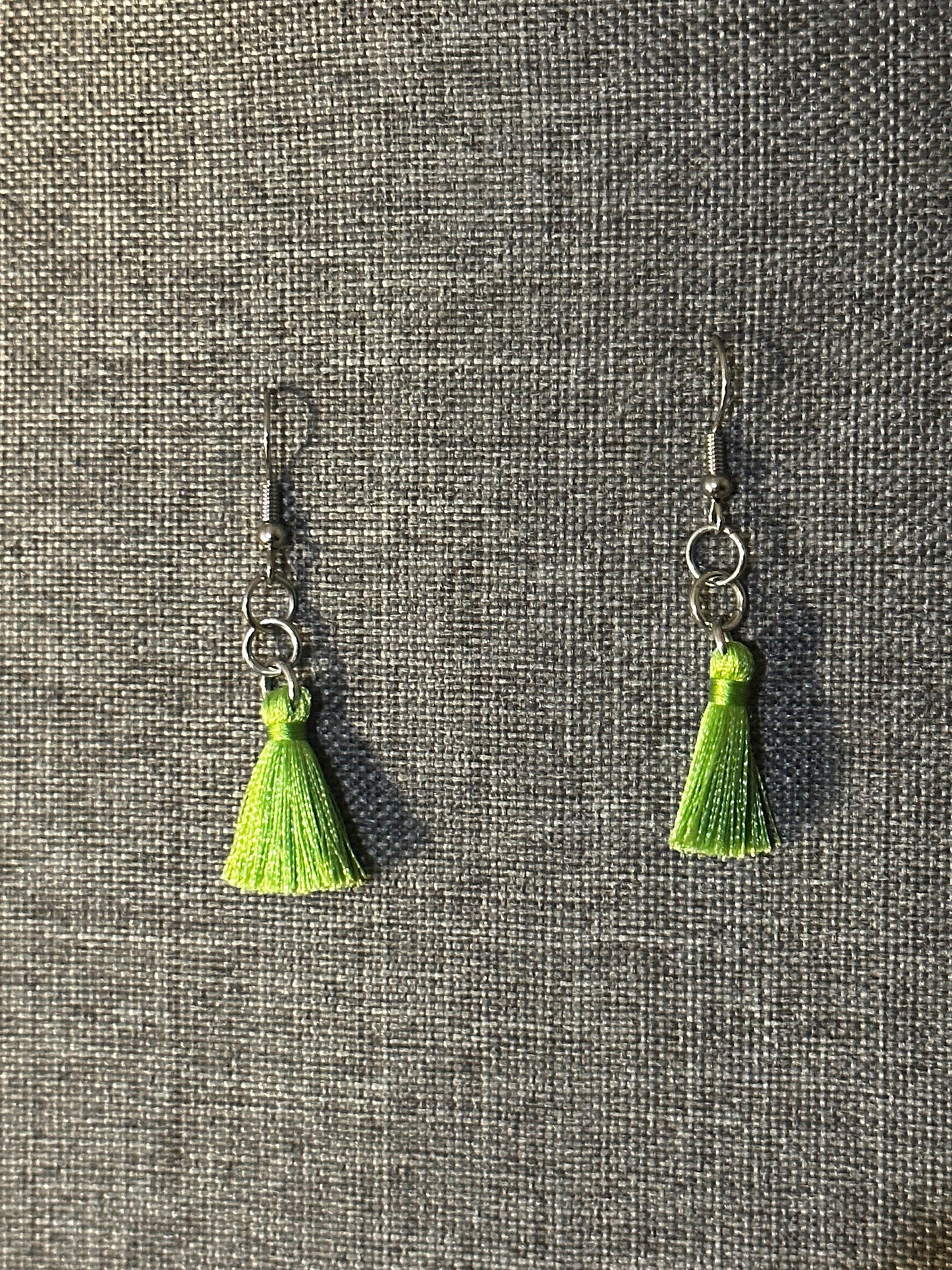 Lime Green Tassel Earrings